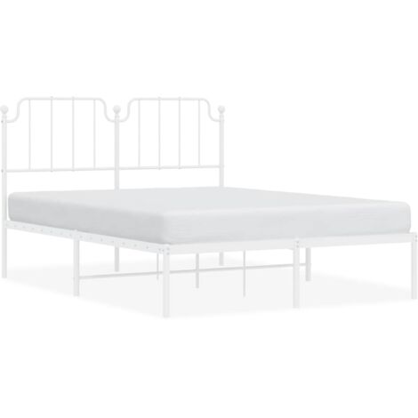 Lit double,Lit adulte,Cadre de lit métal sans matelas et tête de lit blanc 135x190 cm CFW6292134 (1/5)