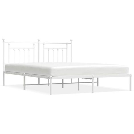 Lit double,Lit adulte,Cadre de lit métal sans matelas et tête de lit blanc 180x200 cm CFW5110554 (1/5)