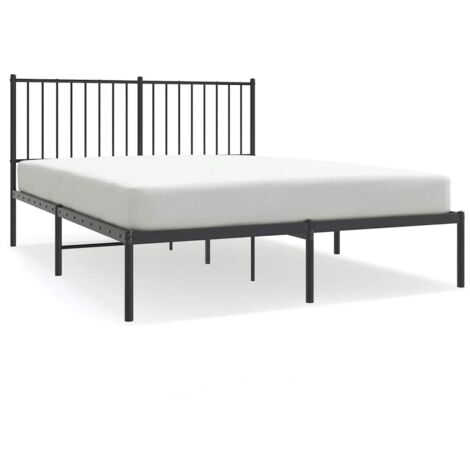 Lit double,Lit adulte,Cadre de lit métal sans matelas avec tête de lit noir 135x190cm CFW6371445 (1/5)
