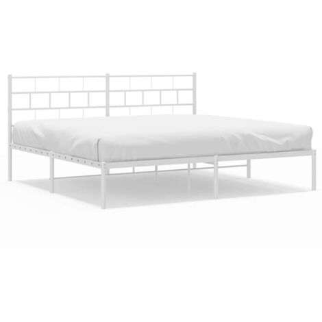 Lit double,Lit adulte,Cadre de lit métal sans matelas et tête de lit blanc 180x200 cm CFW9226978 (1/5)