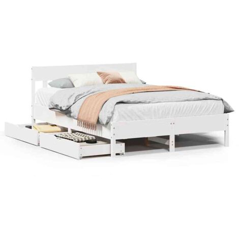 Lit double,Lit adulte,Cadre de lit sans matelas blanc 140x200 cm bois de pin massif CFW3447270 (1/5)