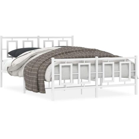 Lit double,Lit adulte,Cadre de lit métal sans matelas et pied de lit blanc 135x190 cm CFW3715665 (1/5)