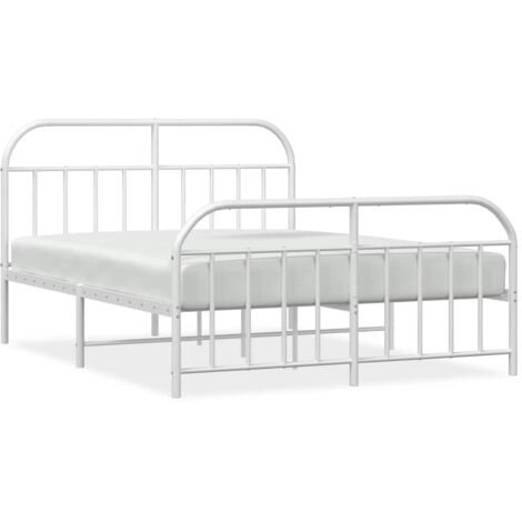 Lit double,Lit adulte,Cadre de lit métal sans matelas et pied de lit blanc 135x190 cm CFW1598274 (1/5)