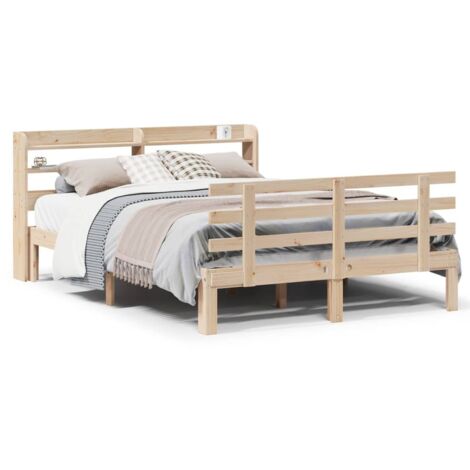 Lit double,Lit adulte,Cadre de lit avec tête de lit sans matelas 150x200 cm CFW2625034 (1/5)