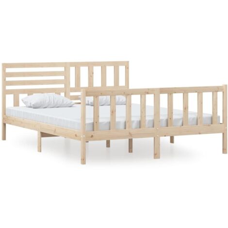 Lit double，Lit adulte，Cadre de lit sans matelas bois massif 160x200 cm CFW6535034 (1/5)