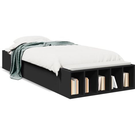 Lit simple,Lit adulte,Cadre de lit sans matelas noir 100x200 cm CFW3735412 (1/5)