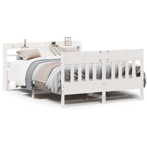 Lit double,Lit adulte,Cadre de lit sans matelas blanc 140x200 cm bois de pin massif CFW3065557 (1/5)