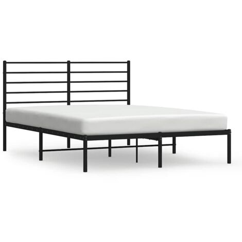 Lit double,Lit adulte,Cadre de lit métal sans matelas avec tête de lit noir 135x190cm CFW5599790 (1/5)