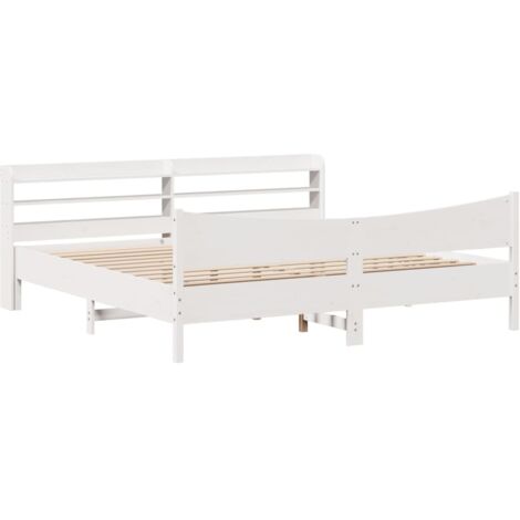 Lit double,Lit adulte,Cadre de lit et tête de lit blanc 200x200 cm bois de pin massif CFW5027790 (1/5)