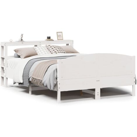 Lit double,Lit adulte,Cadre de lit sans matelas blanc 120x200 cm bois de pin massif CFW6759006 (1/5)