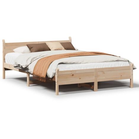 Lit double,Lit adulte,Cadre de lit sans matelas 150x200 cm bois de pin massif CFW4101333 (1/5)