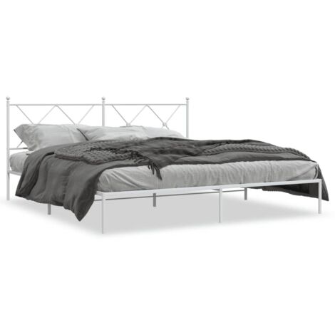 Lit double,Lit adulte,Cadre de lit métal sans matelas et tête de lit blanc 180x200 cm CFW2254280 (1/5)