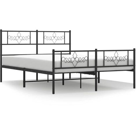 Lit double,Lit adulte,Cadre de lit métal sans matelas avec pied de lit noir 135x190cm CFW4630076 (1/5)