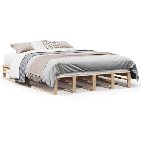 Lit double,Lit adulte,Cadre de lit sans matelas 140x190 cm bois de pin massif CFW3677484 (1/5)