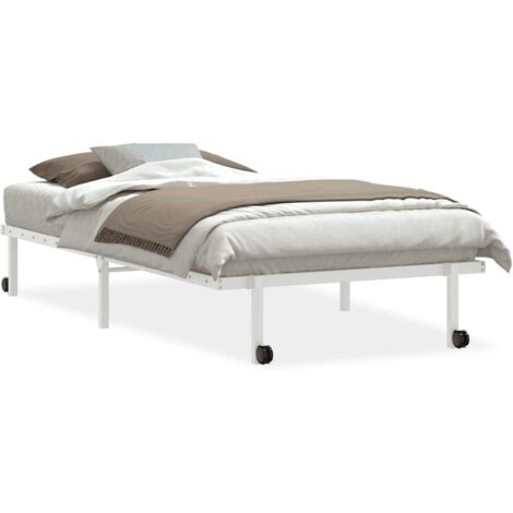 Lit simple，Lit adulte，Cadre de lit sans matelas pliable blanc 100x200 cm acier CFW1810755 (1/5)