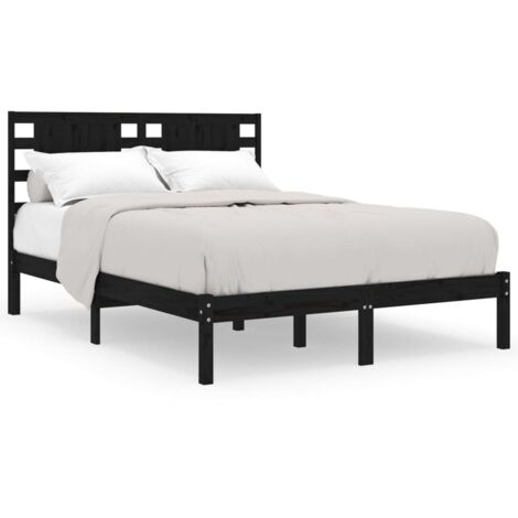 Lit double,Lit adulte,Cadre de lit sans matelas noir 140x190 cm bois de pin massif CFW6226527 (1/5)