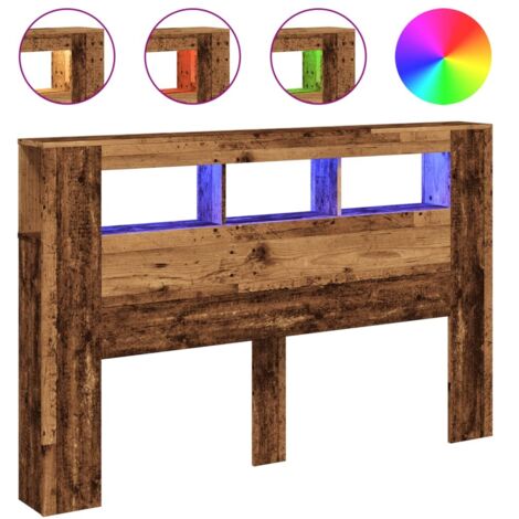 Tête de lit,Panneau décoratif à LED vieux bois 160x18,5x103,5cm bois d'ingénierie CFW9363319 (1/5)