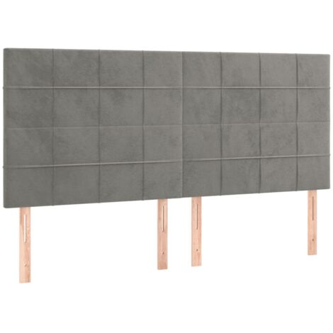 Têtes de lit 4 pcs,Panneau décoratif Gris clair 90x5x78/88 cm Velours CFW7953626 (1/5)