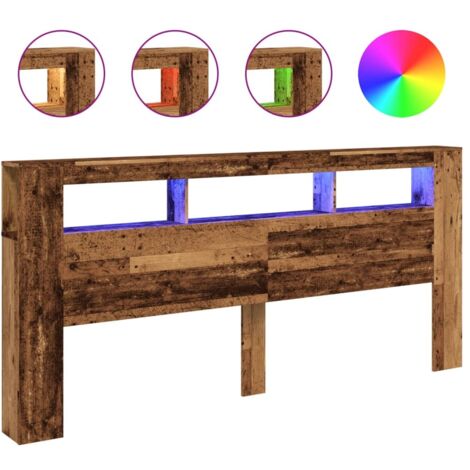 Tête de lit,Panneau décoratif à LED vieux bois 220x18,5x103,5cm bois d'ingénierie CFW1711235 (1/5)