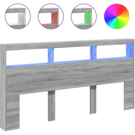 Armoire Tête de lit,Panneau décoratif avec LED sonoma gris 200x17x102 cm CFW7658392 (1/5)