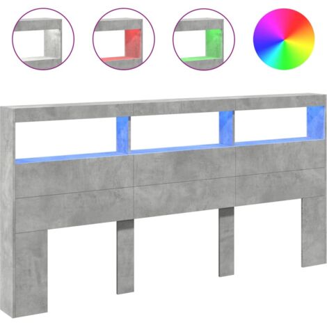 Armoire Tête de lit,Panneau décoratif avec LED gris béton 200x17x102 cm CFW2502912 (1/5)