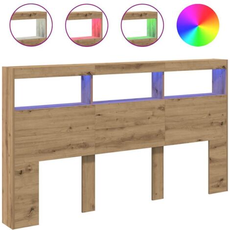 Armoire Tête de lit,Panneau décoratif avec LED chêne artisanal 180x17x102 cm CFW1452897 (1/5)