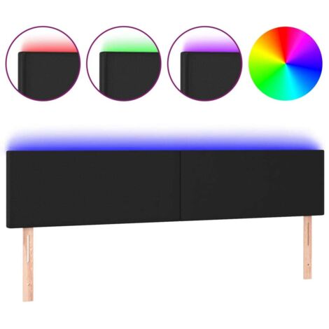 Tête de lit,Panneau décoratif à LED Noir 160x5x78/88 cm Tissu CFW3928965