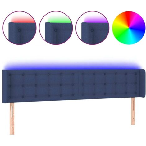 Dos de lit rétroéclairé bleu en tissu gris anthracite de 163 cm