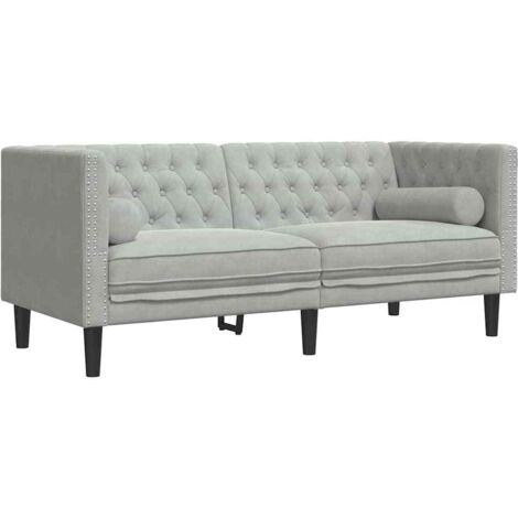 Canapé，Sofa pour Salon，Banquette Chesterfield Gris clair 174 x 74.5 x 70.5 cm Velours CFW168753