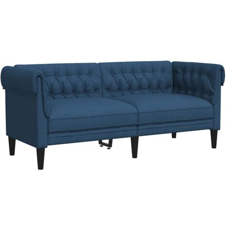 Canapé Chesterfield 2 places，Sofa pour Salon，Banquette bleu tissu CFW909704