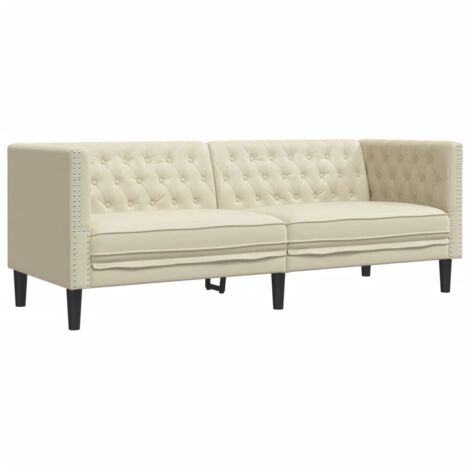 Canapé à 3 places,Sofa pour Salon,Banquette Chesterfield crème similicuir CFW498929 (1/5)