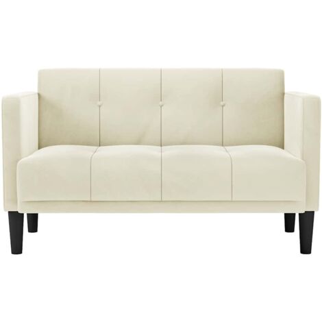 Canapé deux places，Sofa pour Salon，Banquette Crème 111 cm Velours CFW751210