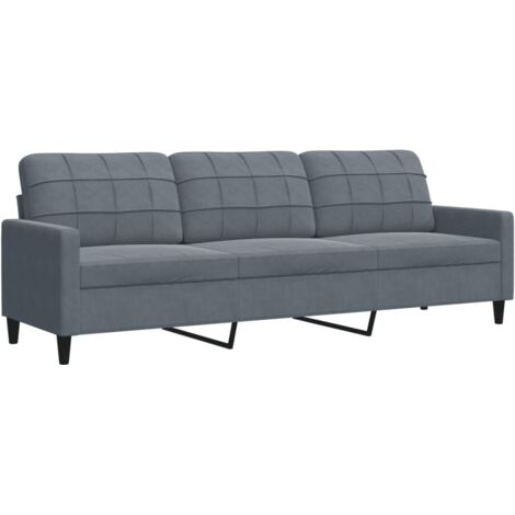 Canapé à 3 places，Sofa pour Salon，Banquette Gris foncé 210 cm Velours CFW752009 (1/5)