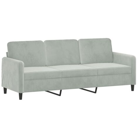 Canapé à 3 places,Sofa pour Salon,Banquette Gris clair 180 cm Velours CFW850879 (1/5)