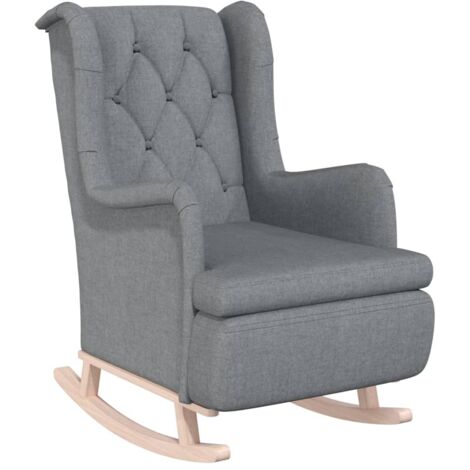 Fauteuil de Salon，Chaise，Fauteuil avec pieds à bascule en bois d'hévéa Gris clair Tissu CFW702270 (1/5)