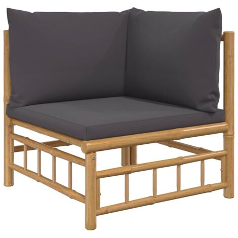 Canapé d'angle de jardin,Canapé d'extérieur,Sofa de jardin avec coussins gris foncé bambou CFW465102 (1/5)