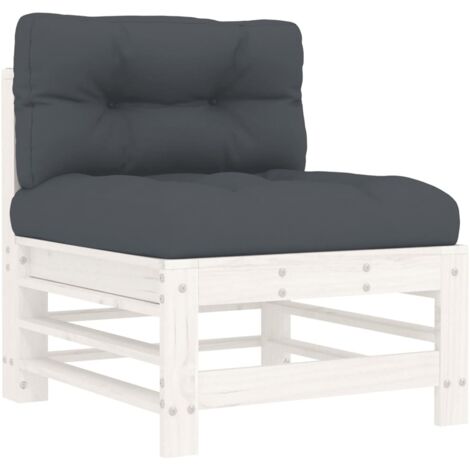 Canapé central,Canapé d'extérieur,Sofa de jardin avec coussins blanc bois de pin massif CFW969398 (1/5)