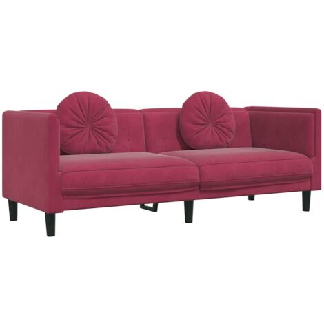 Canapé avec coussins 3 places,Sofa pour Salon,Banquette rouge bordeaux velours CFW656087 (1/5)