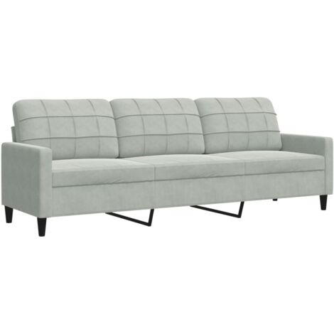 Canapé à 3 places,Sofa pour Salon,Banquette Gris clair 210 cm Velours CFW794260 (1/5)