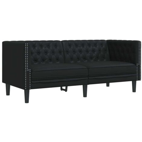 Canapé à 2 places，Sofa pour Salon，Banquette Chesterfield noir similicuir CFW846206