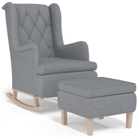 Fauteuil de Salon，Chaise，Fauteuil avec pieds à bascule et tabouret Gris clair Tissu CFW657086 (1/5)