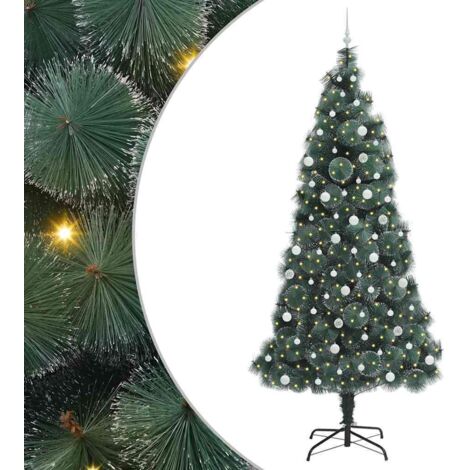 Sapin De Noël Artificiel Floqué Neige 1.8m Pré-éclairé 250 LED - 800 Branches - Support Métal - YITAHOME