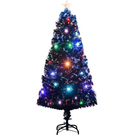 Arbre de Noël，Sapin de Noël pré-éclairé avec support 120 cm fibre optique CFW11704 (1/5)