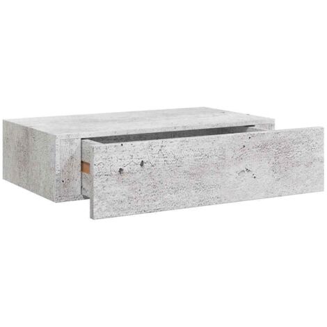 Étagère à tiroir murale,Étagère flottante Gris béton 40x23,5x10 cm MDF CFW22079 (1/5)