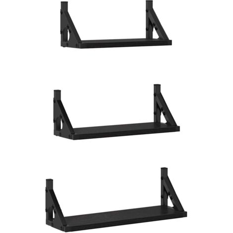 Ensemble d'étagères murales 3 pcs,Étagère flottante Chêne noir 37 x 12 x 13 cm CFW31964 (1/5)