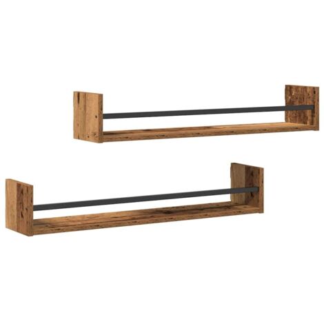 Étagère Murale avec étagère 2 pcs,Étagère flottante Bois ancien 80 x 16 x 14 cm CFW10922 (1/5)
