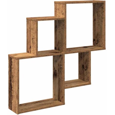 Étagère murale,Étagère flottante vieux bois 80x15x78,5 cm bois d'ingénierie CFW56833 (1/5)