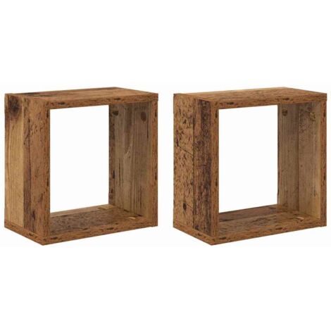 Étagères murales avec étagère 2 pcs,Étagère flottante Bois ancien 26 x 15 x 26 cm CFW47879 (1/5)