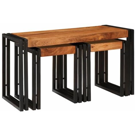 Tables d'appoint,Table basse,Table de Salon Marron et noir Bois d'acacia massif CFW97825 (1/5)