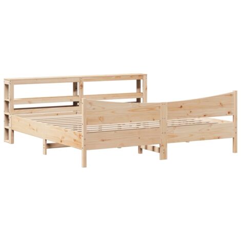 Lit double,Lit adulte,Cadre de lit avec tête de lit 200x200 cm Bois de pin massif CFW9730700 (1/5)